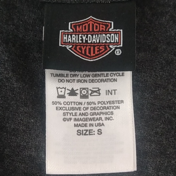 Harley Davidson Motorcycle Women's Long Sleeve Shirt size S Gray and Orange Gems - Picture 7 of 12